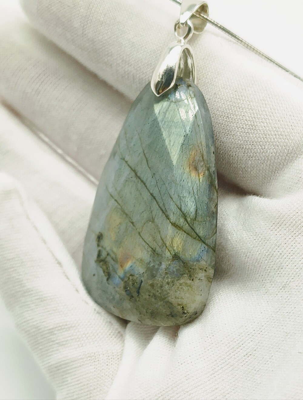 Sterling Silver Faceted Labradorite Pendant Necklace